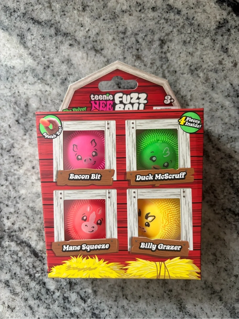 NeeDoh Fuzz Ball Farmyard 4-Pack NEW Sealed Authentic Nee Doh farm gift